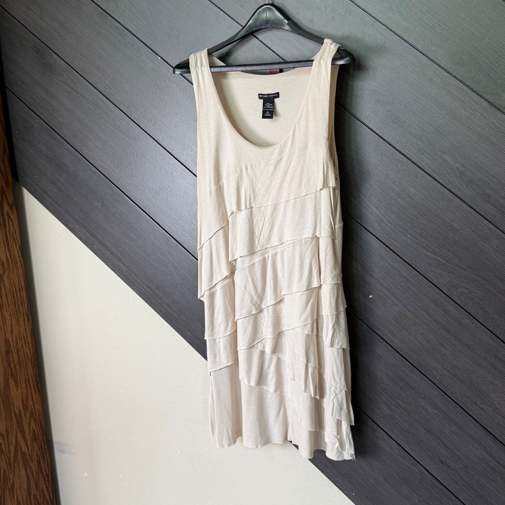 New York & Company Stretch Women's Sleeveless Tiered Ruffle Dress XL Ivory - Picture 2 of 4